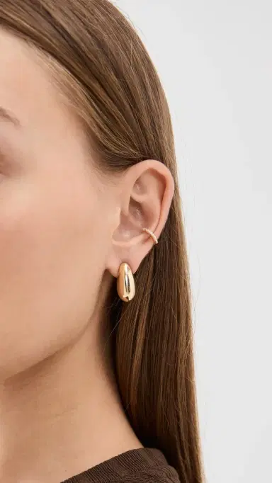 KENNETH JAY LANE Gold Tapered Hoop Pierced Earrings | Thumbnail 3