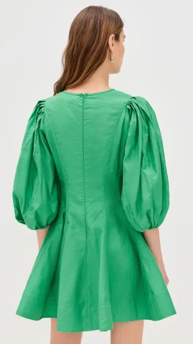English Factory Puff Sleeve Flare Mini Dress Green | Thumbnail 3
