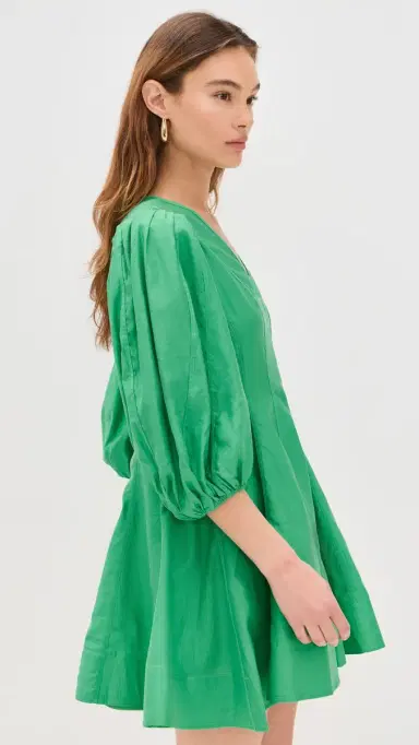 English Factory Puff Sleeve Flare Mini Dress Green | Thumbnail 4