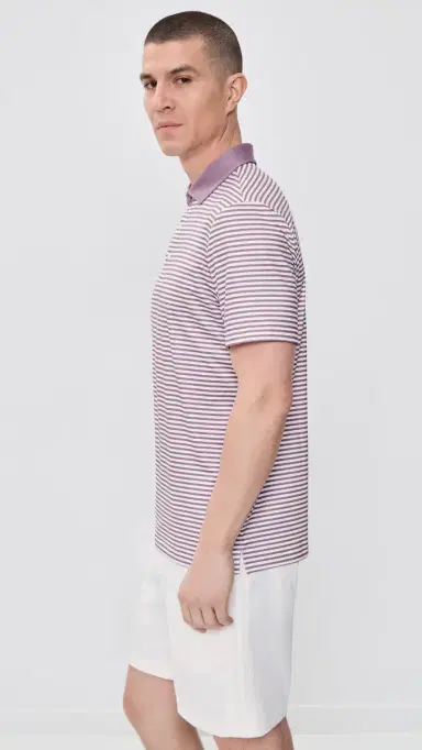 Redvanly Striped Baker Polo Shirt Lilac | Thumbnail 4 Redvanly Striped Baker Polo Shirt Lilac | Thumbnail 4