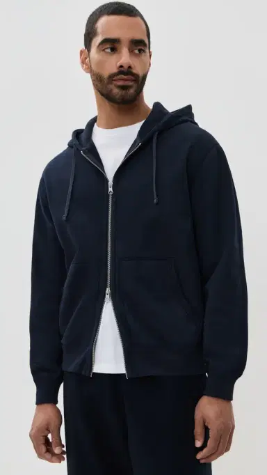 REIGNING CHAMP Mid-Weight Terry Standard Zip Hoodie Navy M | Thumbnail 2