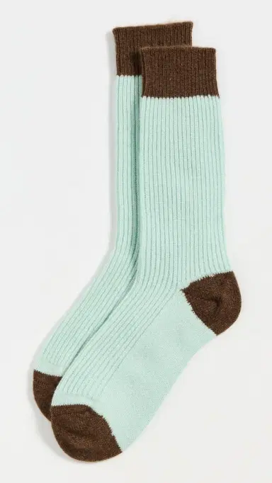 Guest in Residence The Soft Cashmere Socks Seaglass/Chestnut One Size | Thumbnail 2