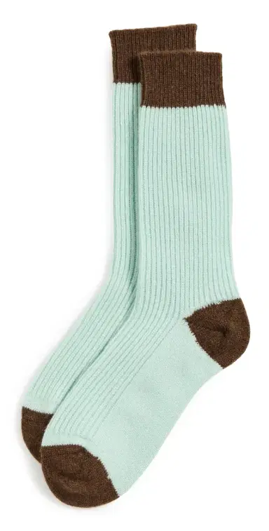 Guest in Residence The Soft Cashmere Socks Seaglass/Chestnut One Size | Thumbnail 1