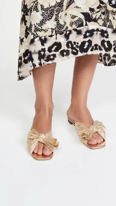 Loeffler Randall Daphne Pleated Bow Slides | Thumbnail 3 Loeffler Randall Daphne Pleated Bow Slides | Thumbnail 3