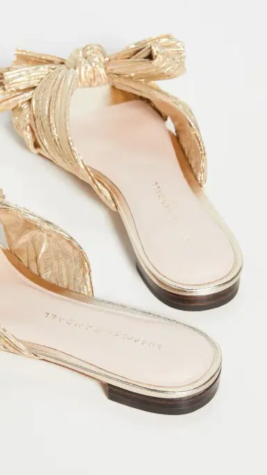 Loeffler Randall Daphne Pleated Bow Slides | Thumbnail 4 Loeffler Randall Daphne Pleated Bow Slides | Thumbnail 4