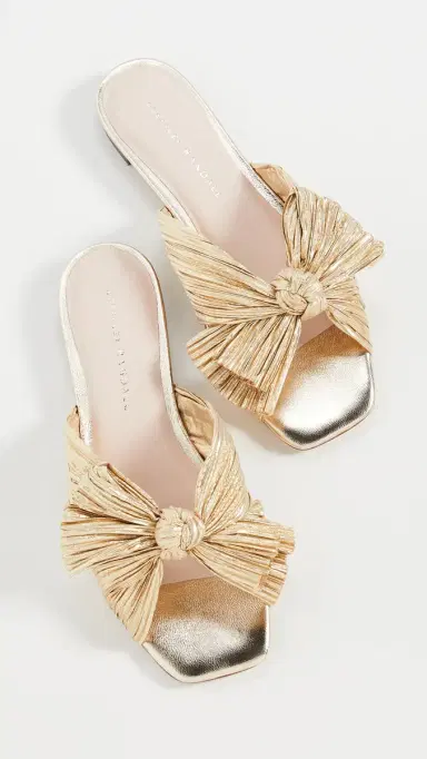 Loeffler Randall Daphne Pleated Bow Slides | Thumbnail 5 Loeffler Randall Daphne Pleated Bow Slides | Thumbnail 5