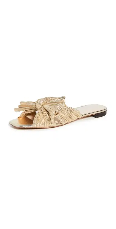 Loeffler Randall Daphne Pleated Bow Slides | Thumbnail 1 Loeffler Randall Daphne Pleated Bow Slides | Thumbnail 1