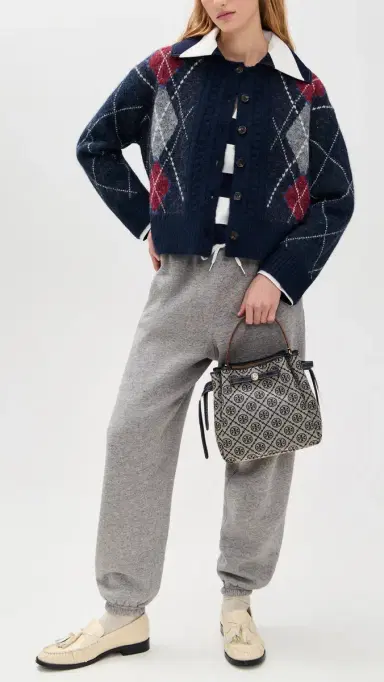 Tory Burch Romy T Monogram Bucket Bag Tory Navy One Size | Thumbnail 3 Tory Burch Romy T Monogram Bucket Bag Tory Navy One Size | Thumbnail 3