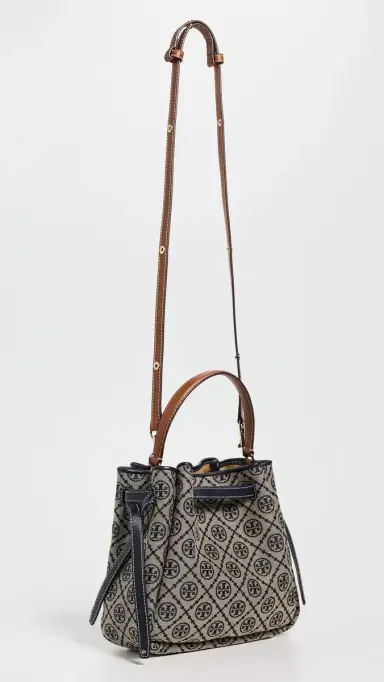 Tory Burch Romy T Monogram Bucket Bag Tory Navy One Size | Thumbnail 4 Tory Burch Romy T Monogram Bucket Bag Tory Navy One Size | Thumbnail 4