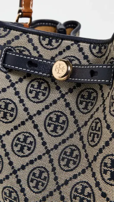 Tory Burch Romy T Monogram Bucket Bag Tory Navy One Size | Thumbnail 5 Tory Burch Romy T Monogram Bucket Bag Tory Navy One Size | Thumbnail 5