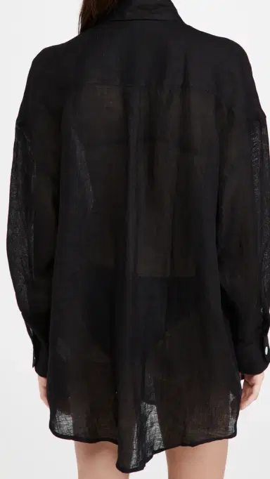 Vitamin A Playa hirt Dress Linen Gauze Black | Thumbnail 3