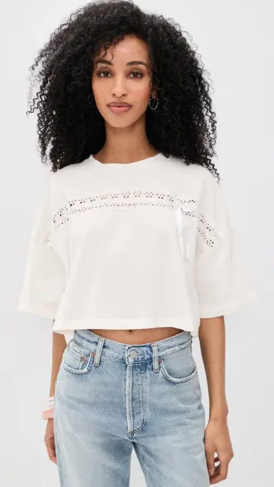 LoveShackFancy Mirelda Tee True White | Thumbnail 2