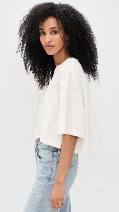 LoveShackFancy Mirelda Tee True White | Thumbnail 4