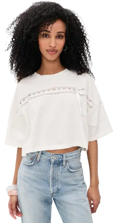 LoveShackFancy Mirelda Tee True White | Thumbnail 1