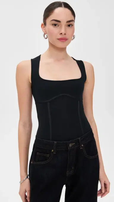 Fleur du Mal Cotton Scoop Neck Thong Bodysuit Black L | Thumbnail 2 Fleur du Mal Cotton Scoop Neck Thong Bodysuit Black L | Thumbnail 2