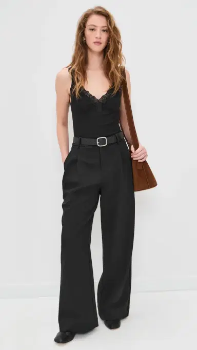 Madewell Lace-Trim Ribbed Tank Top Jet Black w/ Black L | Thumbnail 5 Madewell Lace-Trim Ribbed Tank Top Jet Black w/ Black L | Thumbnail 5