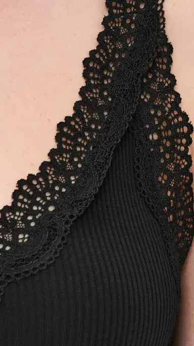 Madewell Lace-Trim Ribbed Tank Top Jet Black w/ Black L | Thumbnail 6 Madewell Lace-Trim Ribbed Tank Top Jet Black w/ Black L | Thumbnail 6