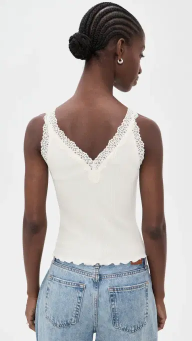Madewell Lace-Trim Ribbed Tank Top Winter White w/ White | Thumbnail 3 Madewell Lace-Trim Ribbed Tank Top Winter White w/ White | Thumbnail 3