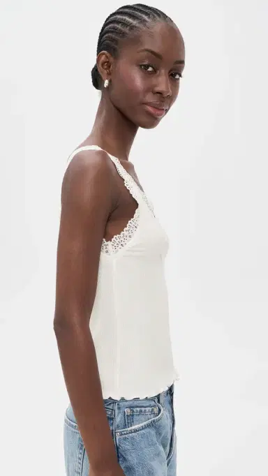Madewell Lace-Trim Ribbed Tank Top Winter White w/ White | Thumbnail 4 Madewell Lace-Trim Ribbed Tank Top Winter White w/ White | Thumbnail 4