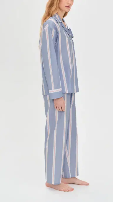Sleeper The Rose Cotton Pajama Set Blue tripes | Thumbnail 4