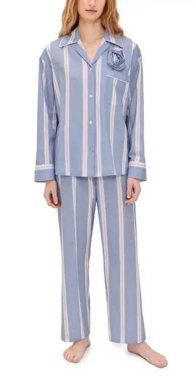 Sleeper The Rose Cotton Pajama Set Blue tripes | Thumbnail 1