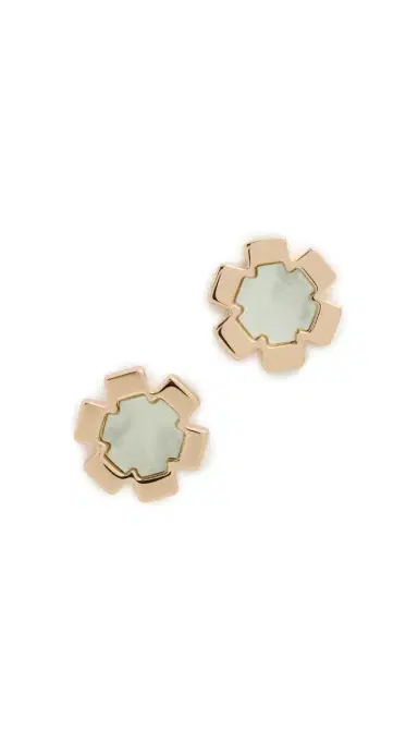 Tory Burch Flower Stud Earrings Tory Gold/Green One Size | Thumbnail 5