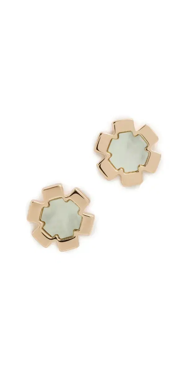Flower Stud Earrings Tory Gold/Green One Size