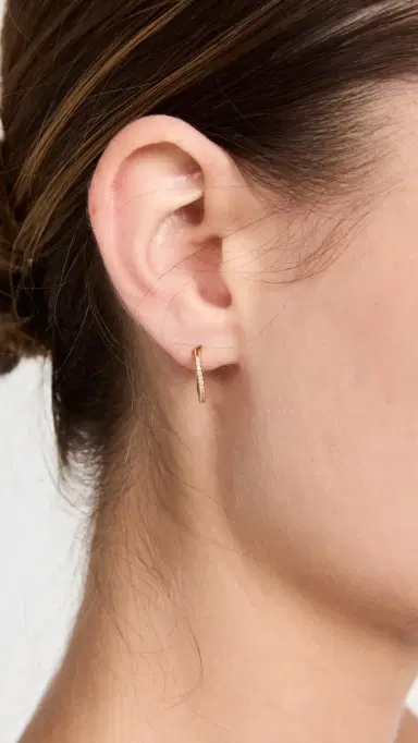 Gorjana Shimmer Huggie Hoop Earrings Gold One Size | Thumbnail 3