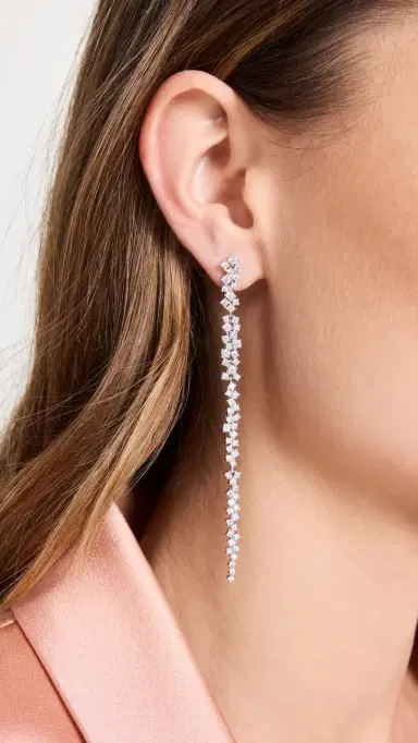 Shashi Kalista Pave Earrings White Gold One Size | Thumbnail 3