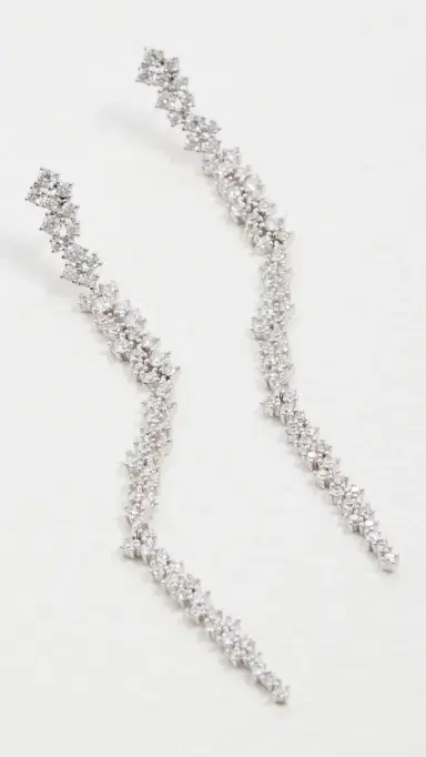 Shashi Kalista Pave Earrings White Gold One Size | Thumbnail 4