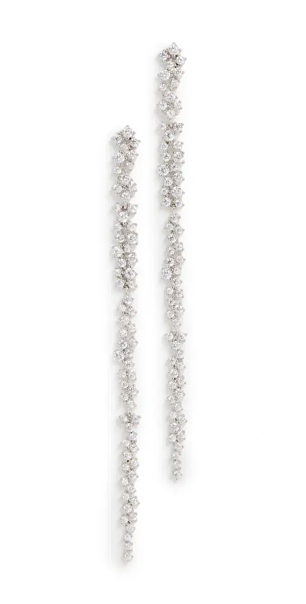 SHASHI Kalista Pave Earrings White Gold One Size