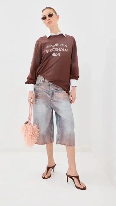 Acne Studios Denim Shorts Rose Copper/Light Blue | Thumbnail 2
