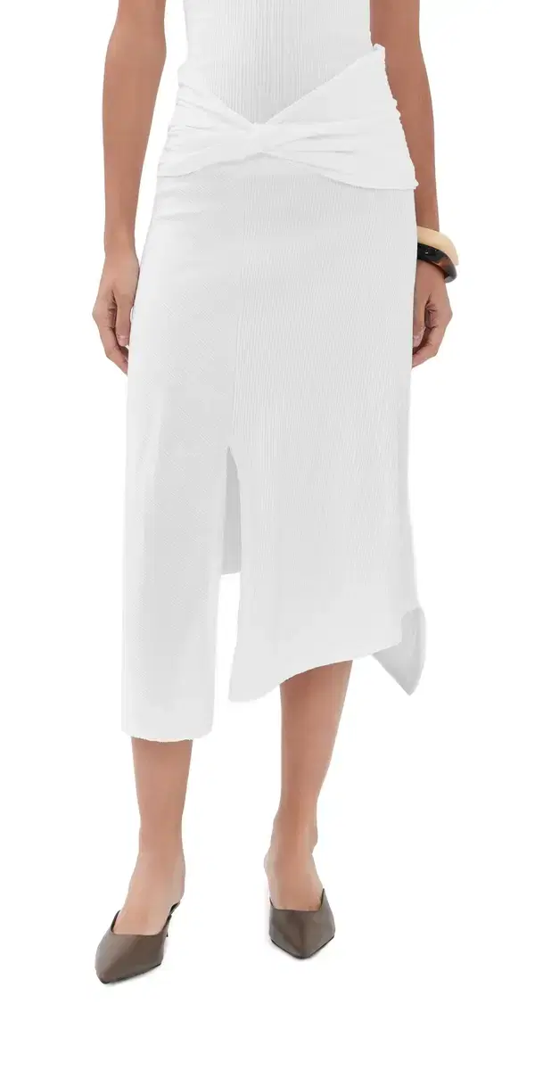 Victoria Beckham Twist Detail Midi kirt White