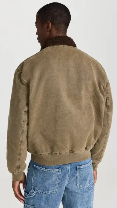 Alex Mill Flight Jacket In Canvas With Sherpa Collar Faded Olive | Thumbnail 3 Alex Mill Flight Jacket In Canvas With Sherpa Collar Faded Olive | Thumbnail 3