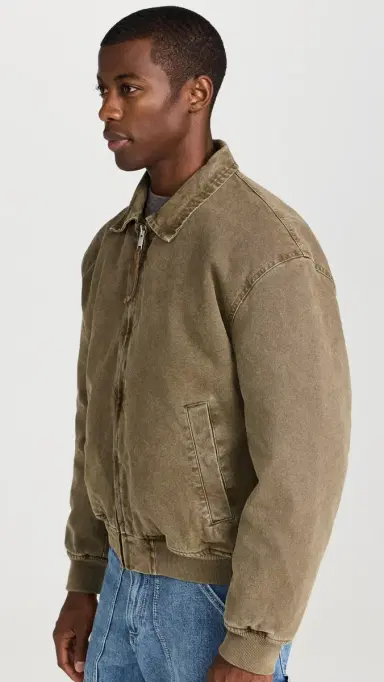 Alex Mill Flight Jacket In Canvas With Sherpa Collar Faded Olive | Thumbnail 4 Alex Mill Flight Jacket In Canvas With Sherpa Collar Faded Olive | Thumbnail 4