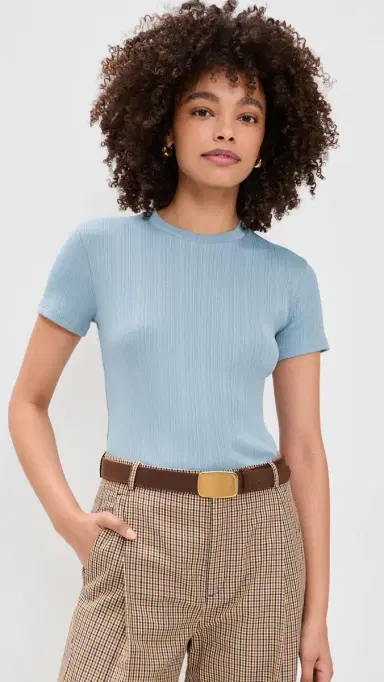 Vince Ribbed Crew Neck Del Mar XS | Thumbnail 2 Vince Ribbed Crew Neck Del Mar XS | Thumbnail 2