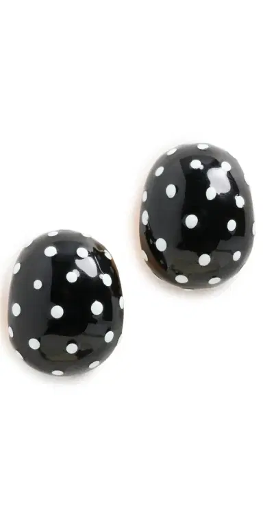 KENNETH JAY LANE Domed Hoop Earrings Black/ White One Size | Thumbnail 1