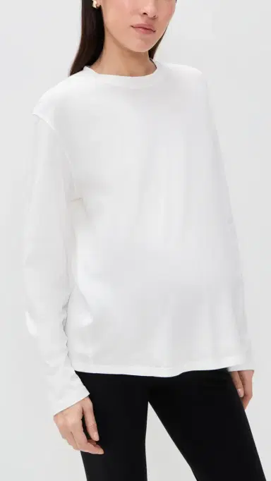 Hatch The Washed Cotton Long Sleeve Tee White 4 | Thumbnail 2 Hatch The Washed Cotton Long Sleeve Tee White 4 | Thumbnail 2