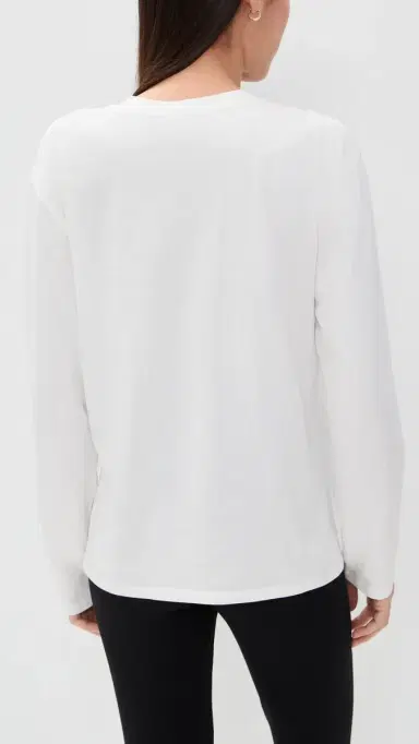 Hatch The Washed Cotton Long Sleeve Tee White 4 | Thumbnail 3 Hatch The Washed Cotton Long Sleeve Tee White 4 | Thumbnail 3