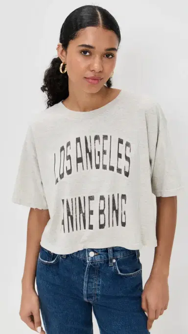 Anine Bing Johnny Cropped Tee Grey M | Thumbnail 2