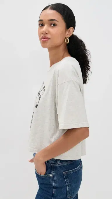 Anine Bing Johnny Cropped Tee Grey M | Thumbnail 4