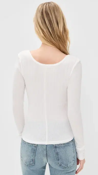 Free People End Game Pointelle Shirt Sugar Swizzle | Thumbnail 3 Free People End Game Pointelle Shirt Sugar Swizzle | Thumbnail 3