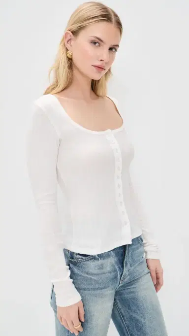 Free People End Game Pointelle Shirt Sugar Swizzle | Thumbnail 4 Free People End Game Pointelle Shirt Sugar Swizzle | Thumbnail 4