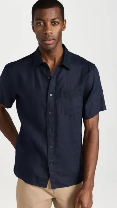 Vince Linen Short Sleeve Shirt Coastal | Thumbnail 2 Vince Linen Short Sleeve Shirt Coastal | Thumbnail 2