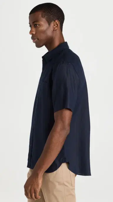 Vince Linen Short Sleeve Shirt Coastal | Thumbnail 4 Vince Linen Short Sleeve Shirt Coastal | Thumbnail 4