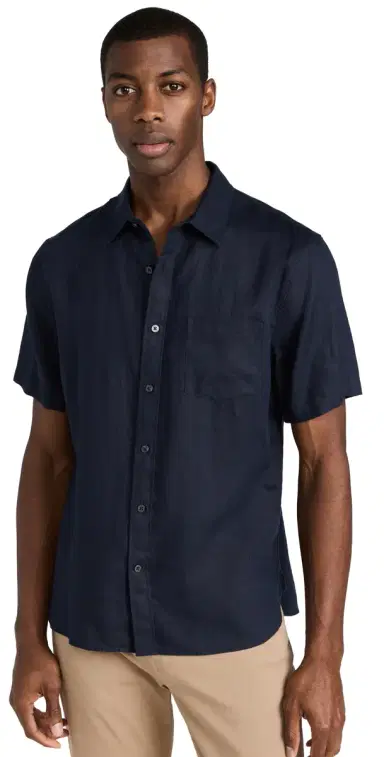 Vince Linen Short Sleeve Shirt Coastal | Thumbnail 1 Vince Linen Short Sleeve Shirt Coastal | Thumbnail 1