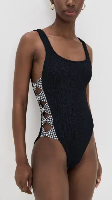Hunza G Womens One Piece Swimsuit Black/Black One Size | Thumbnail 2