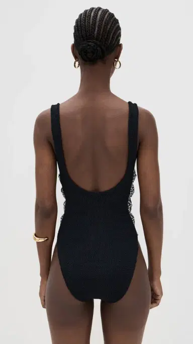 Hunza G Womens One Piece Swimsuit Black/Black One Size | Thumbnail 3