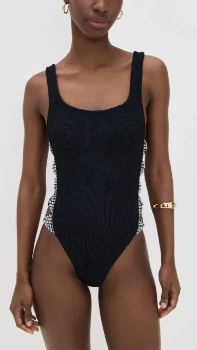 Hunza G Womens One Piece Swimsuit Black/Black One Size | Thumbnail 5