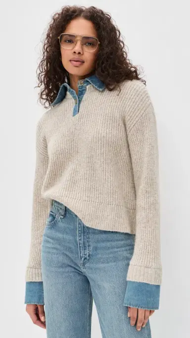 LE JEAN Harvey Sweater uperlight Denim/Oatmeal | Thumbnail 2